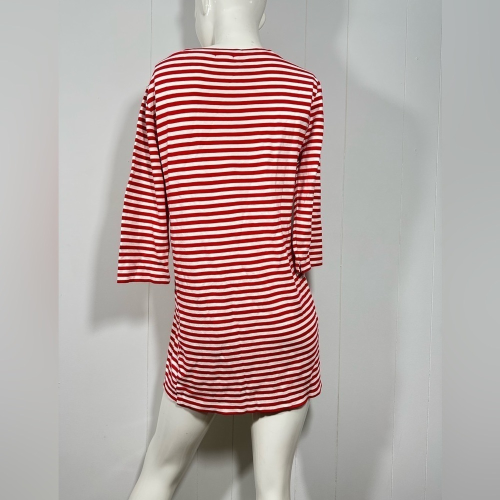 J Crew Womens Red & White Tunic Mini Dress Stretch 3/4 Sleeve Style 7659 - Picture 4 of 8